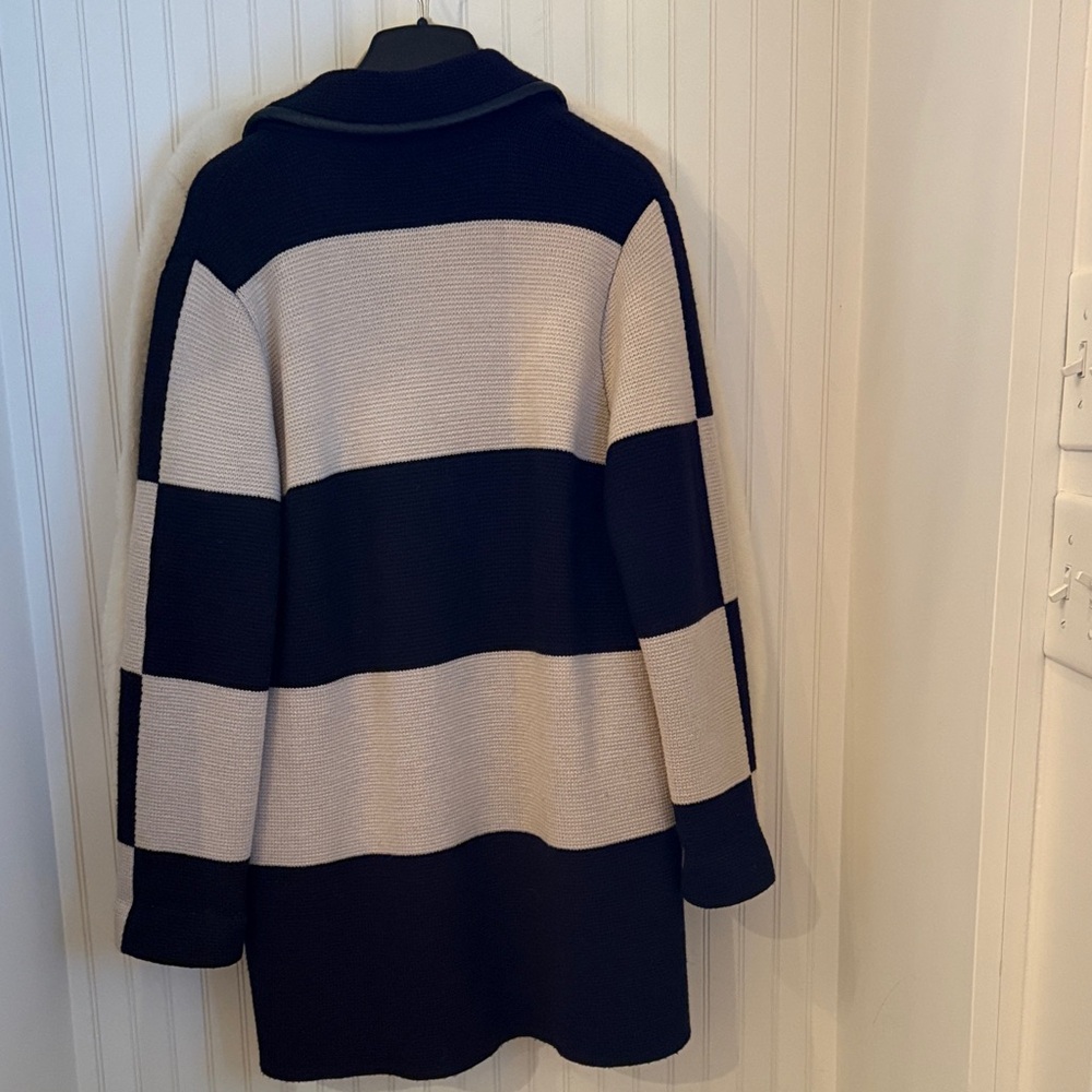 Striped Navy & Cream Coat - Picture 4 of 5